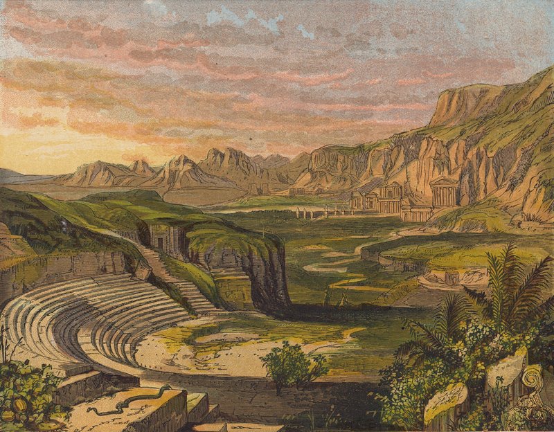Petra, Jordânia (litografia a cores) de English School