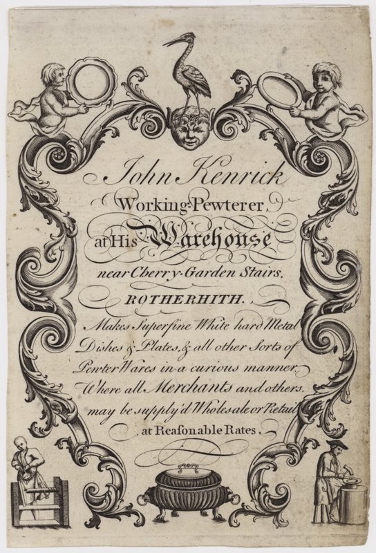 Pewterer, John Kenrick, cartão comercial de English School
