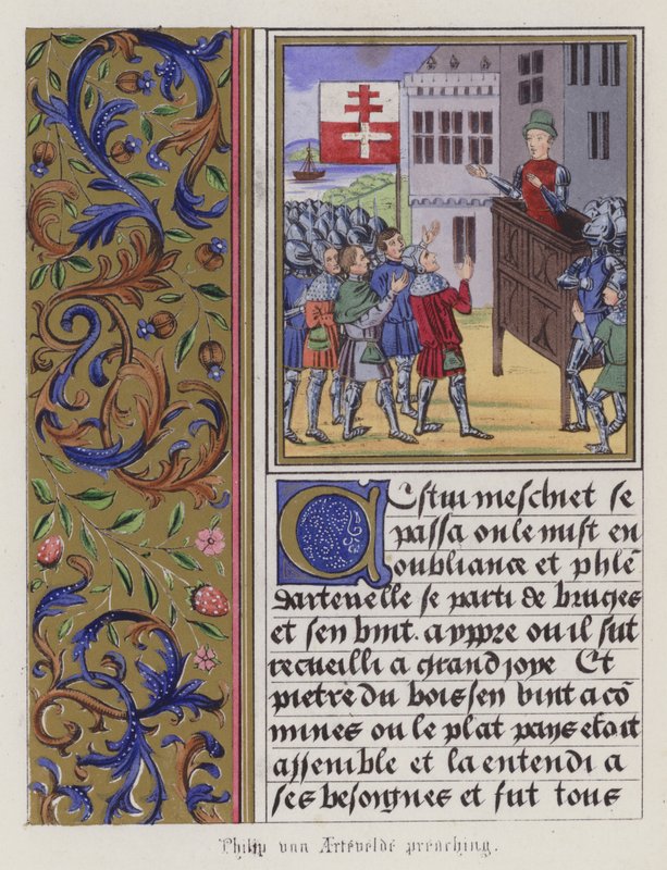 Pregação de Philip Von Artaveld (gravura colorida) de English School