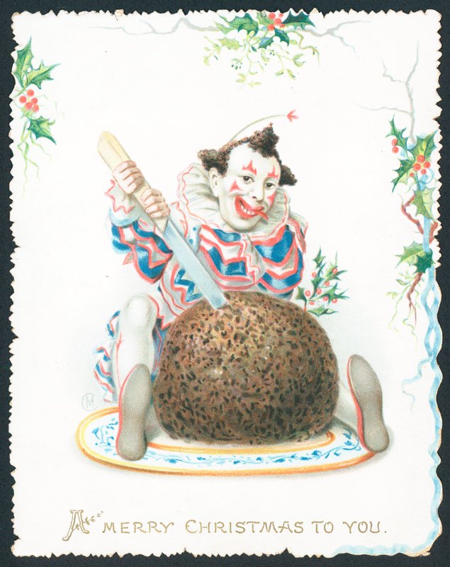Pudim de ameixa do corte de Pierrot, cartão de de English School