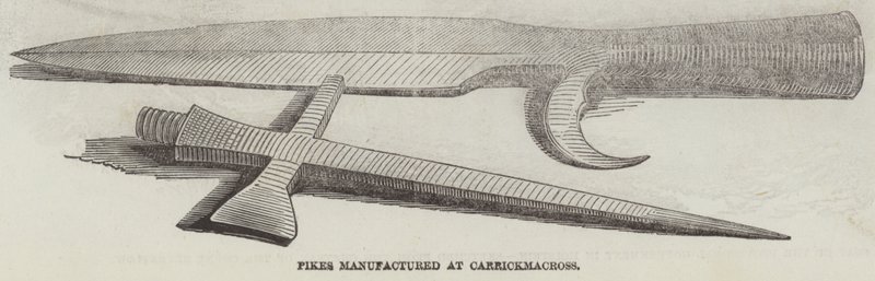 Pikes fabricados na Carrickmacross (gravura) de English School