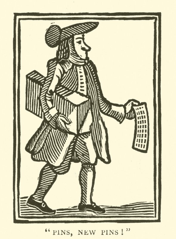 Vendedor de alfinetes (xilogravura) de English School