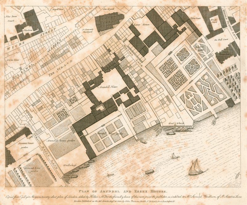 Plano de Arundel e Essex Houses, Londres de English School