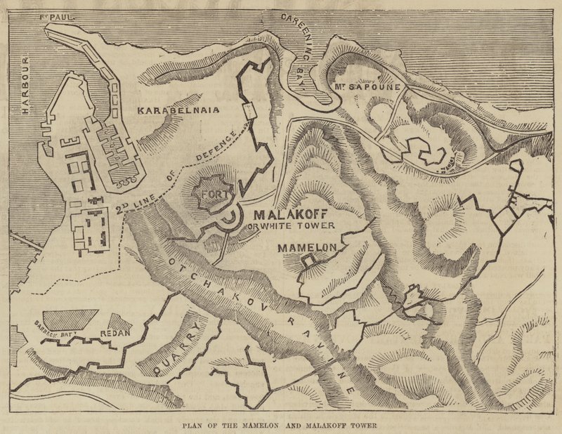 Plano da Torre Mamelon e Malakoff (gravura) de English School