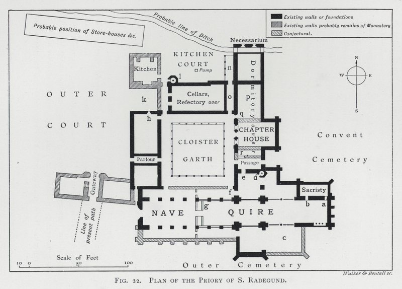 Plano do Priorado de S Radegund (gravura) de English School