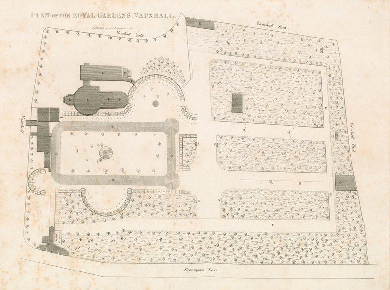Plano dos Jardins Reais, Vauxhall, Londres de English School