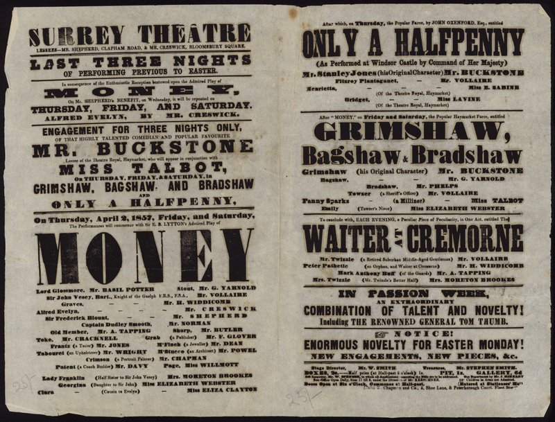 Playbill emitido pelo Surrey Theatre de English School