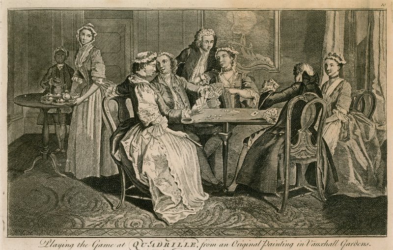 Jogando o jogo de Quadrille da pintura original em Vauxhall Gardens, Londres de English School