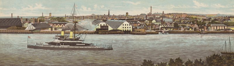 Plymouth: Devonport e HMS Devastation (cor litho) de English School