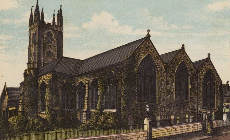 Plymouth: Igreja de St Andrews (cor litho) de English School