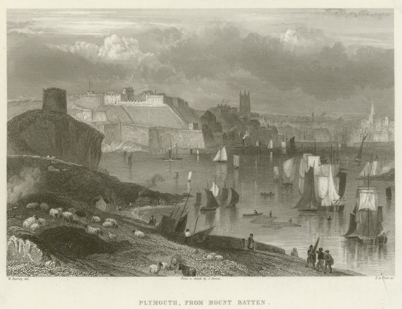Plymouth, do Monte Morcego (gravura) de English School
