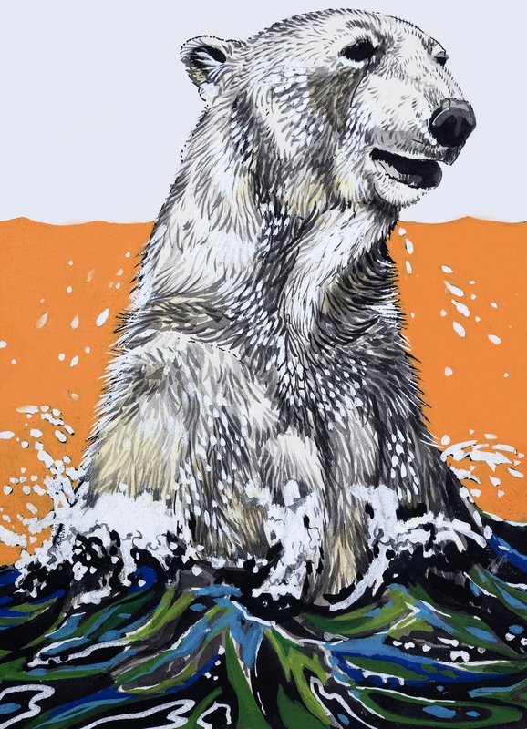 Urso polar (guache sobre papel) de English School