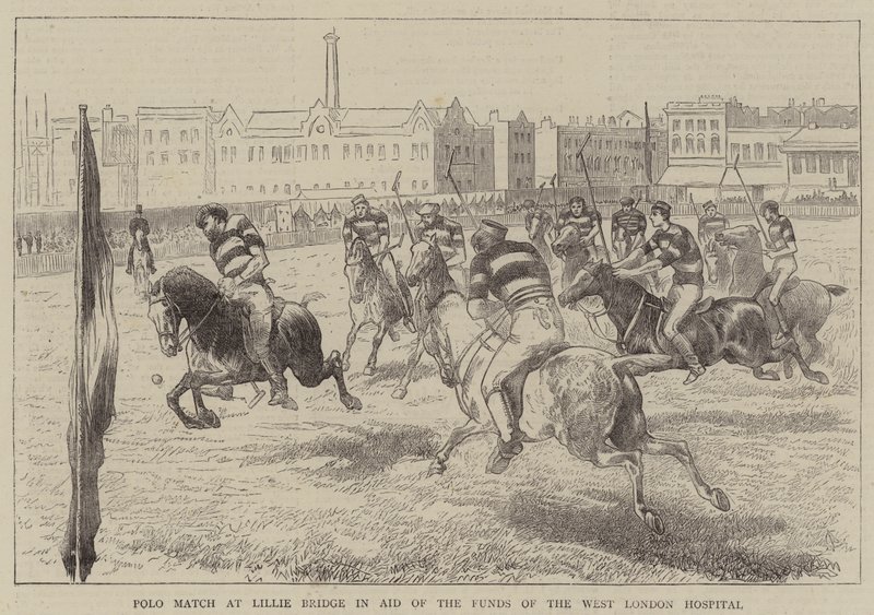 Polo Match no Lillie Bridge em Ajuda aos Fundos do West London Hospital (gravura) de English School