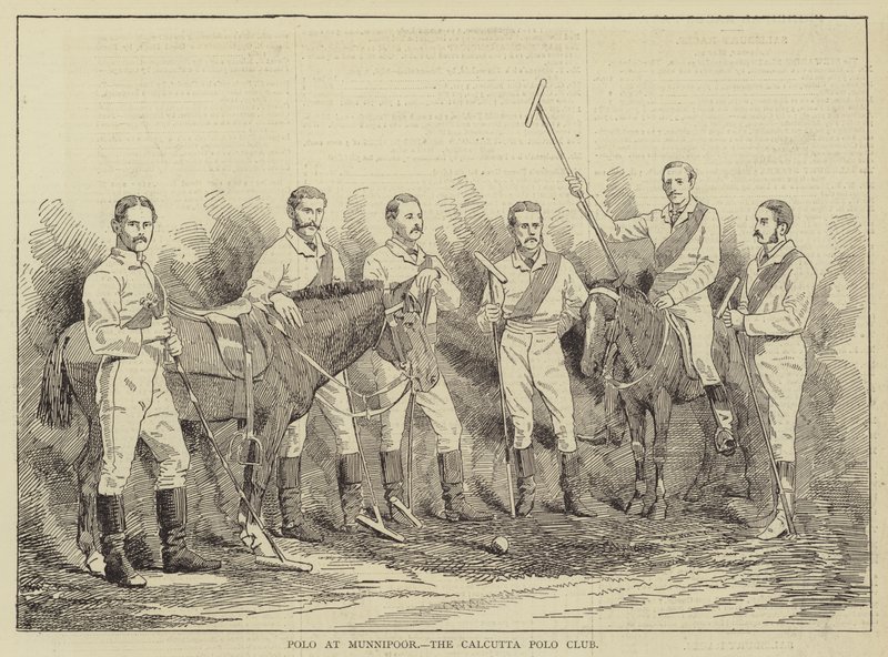 Polo na Munnipoor, o Clube Polo de Calcutá (gravura) de English School
