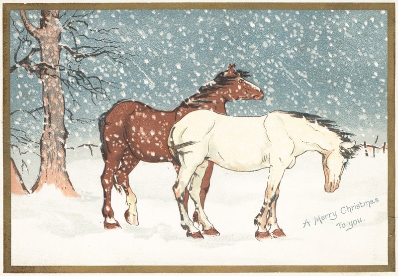 Pôneis na neve, cartão de Natal de English School
