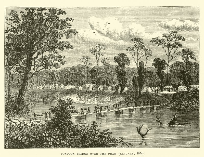 Ponte de Pontão sobre o Prah, janeiro de 1874 de English School