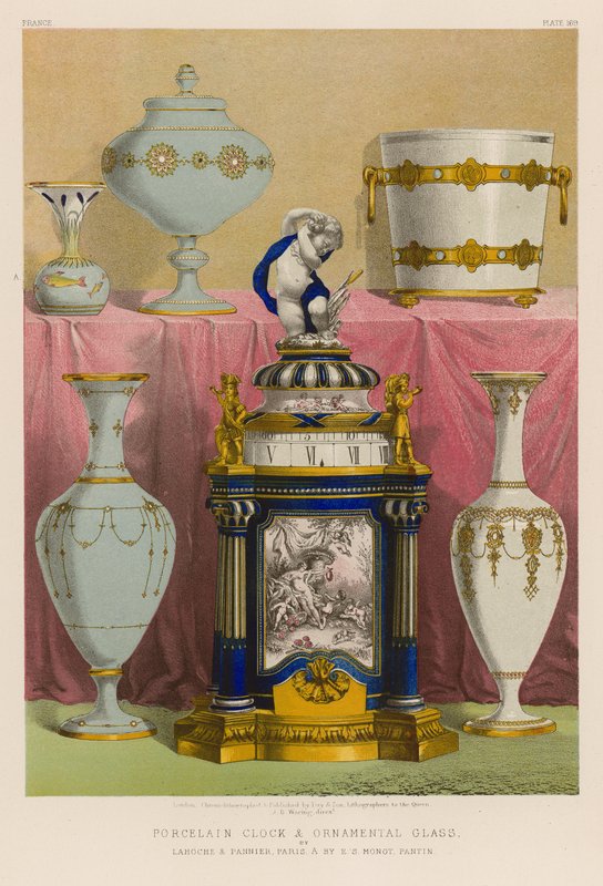 Relógio de Porcelana e Vidro Decorativo de English School