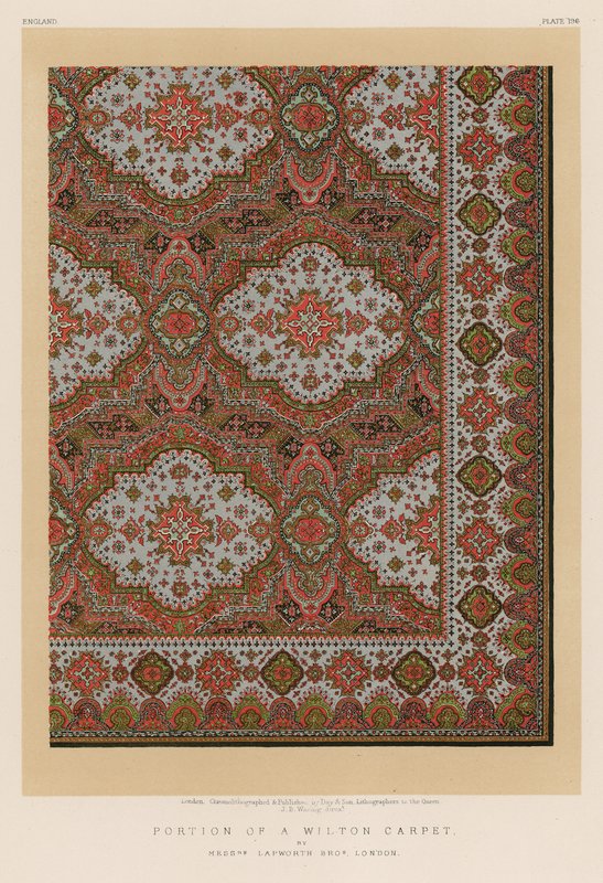 Porção de um Wilton Carpet por Srs. Lapworth Bros, Londres de English School