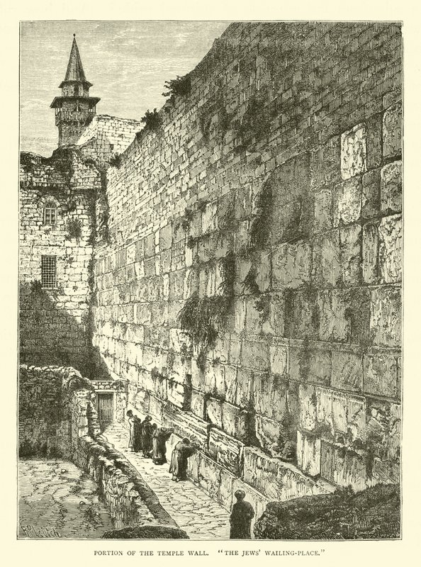 Porção da parede do templo, o lugar de lamentação dos judeus de English School