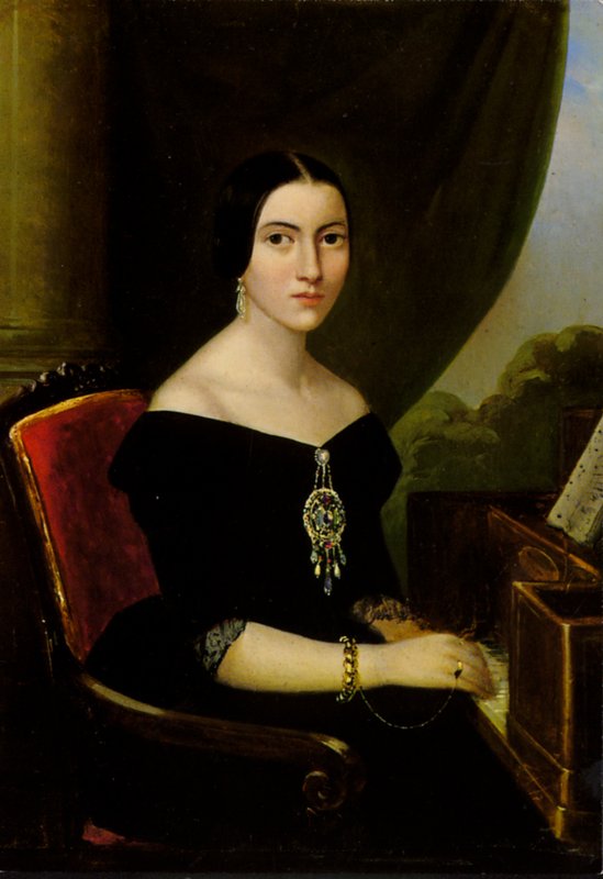 Retrato, de, um, mulher jovem, piano jogando de English School