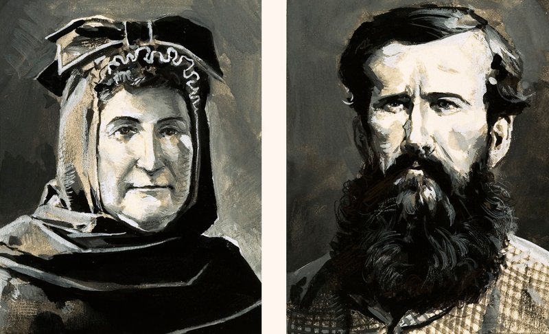 Retratos de Richard Burton e sua esposa, Isabel (guache no papel) de English School