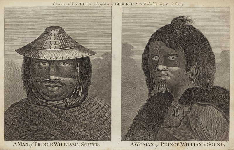 Retratos de um homem e uma mulher do Prince Williams Sound de English School