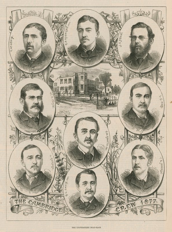 Retratos da equipe de Cambridge de 1877 de English School