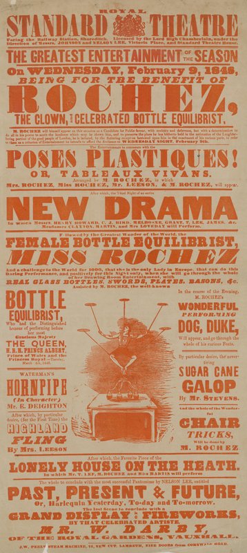 Cartaz para o Royal Standard Theatre, 9 de fevereiro de 1848 de English School