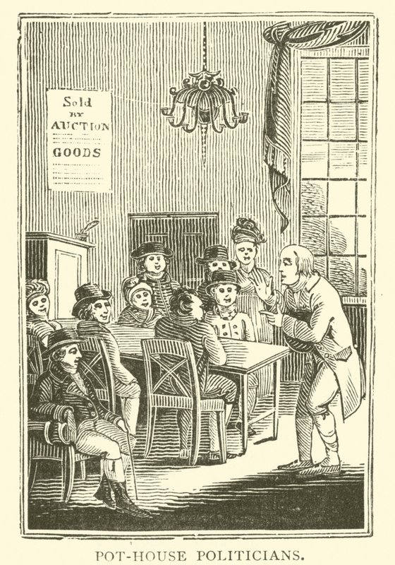Políticos da casa do vaso (xilogravura) de English School