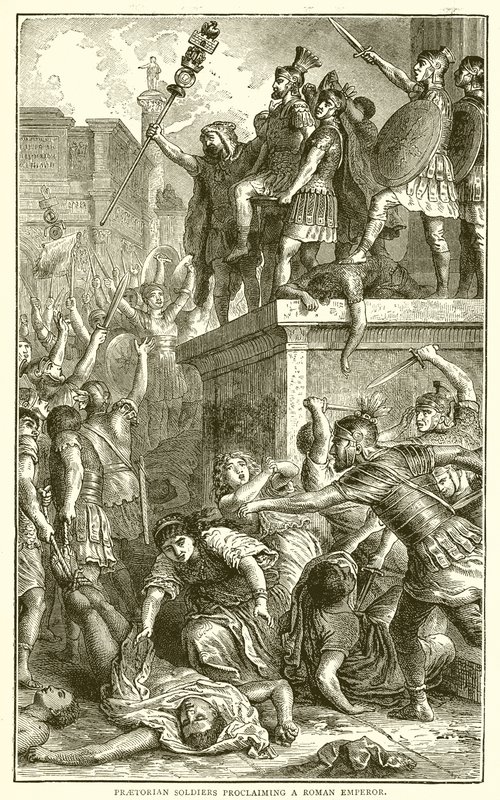 Soldados pretorianos proclamando um imperador romano de English School