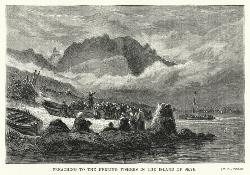 Pregação para os Pescadores de Arenque na Ilha do Skye (gravura) de English School