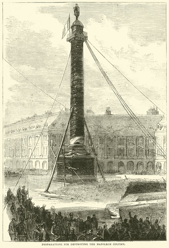 Preparativos para destruir a coluna de Napoleão, abril de 1871 de English School