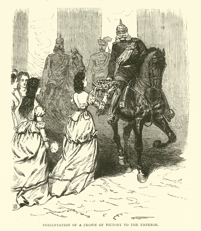 Apresentação de uma coroa da vitória ao imperador, em março de 1871 de English School