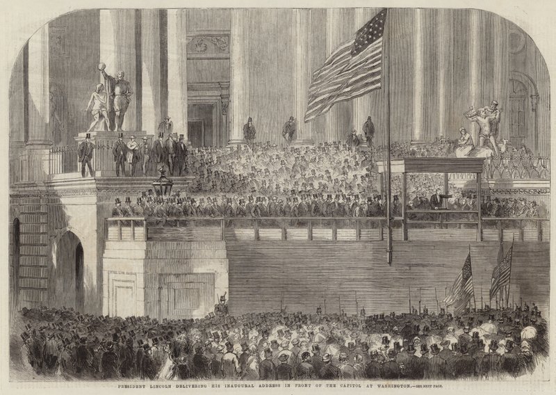 Presidente Lincoln entregando seu discurso inaugural de English School