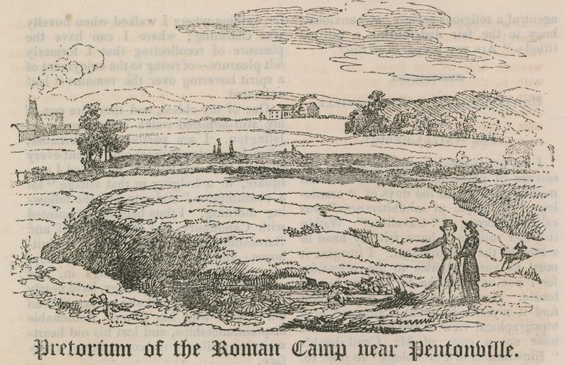 Pretorium do acampamento romano perto de Pentonville, Londres de English School