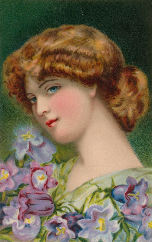 Menina de cabelos muito ruivos com flores de English School