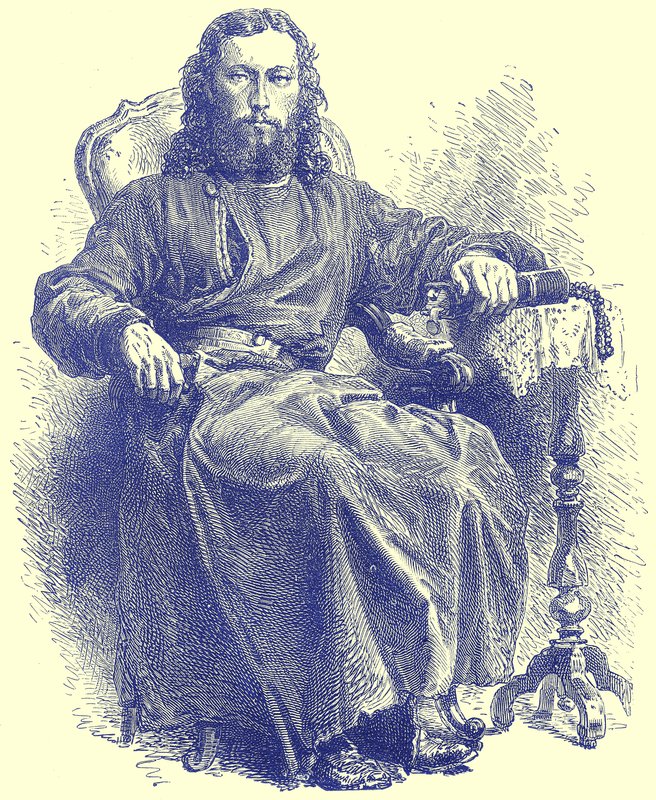 Sacerdote da igreja grega, ilustração da Illustrated Travels, editada por HW Bates, publicada em 1880 (imagem digitalmente aprimorada) de English School