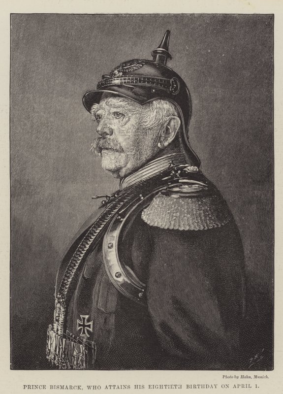 Príncipe Bismarck, que completa oitenta anos no dia 1 de Abril (gravura) de English School