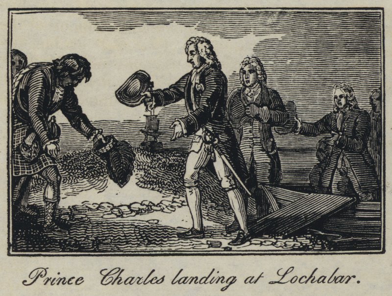 Aterragem do Príncipe Charles em Lochabar (gravura) de English School