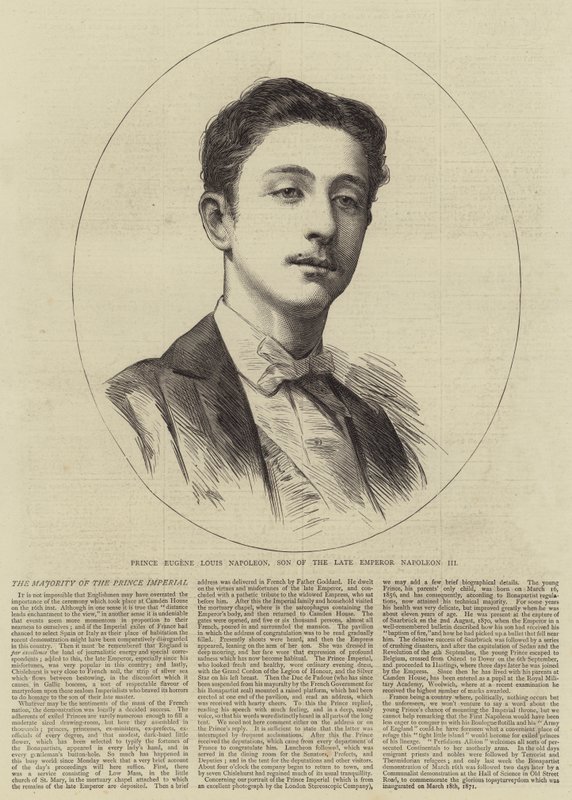 Príncipe Eugênio Luís Napoleão, Filho do Imperador Tarde Napoleão III (gravura) de English School