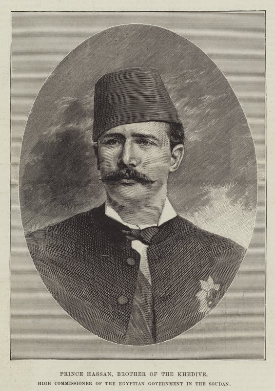 Príncipe Hassan, Irmão do Khedive, Alto Comissário do Governo egípcio no Soudan (gravura) de English School