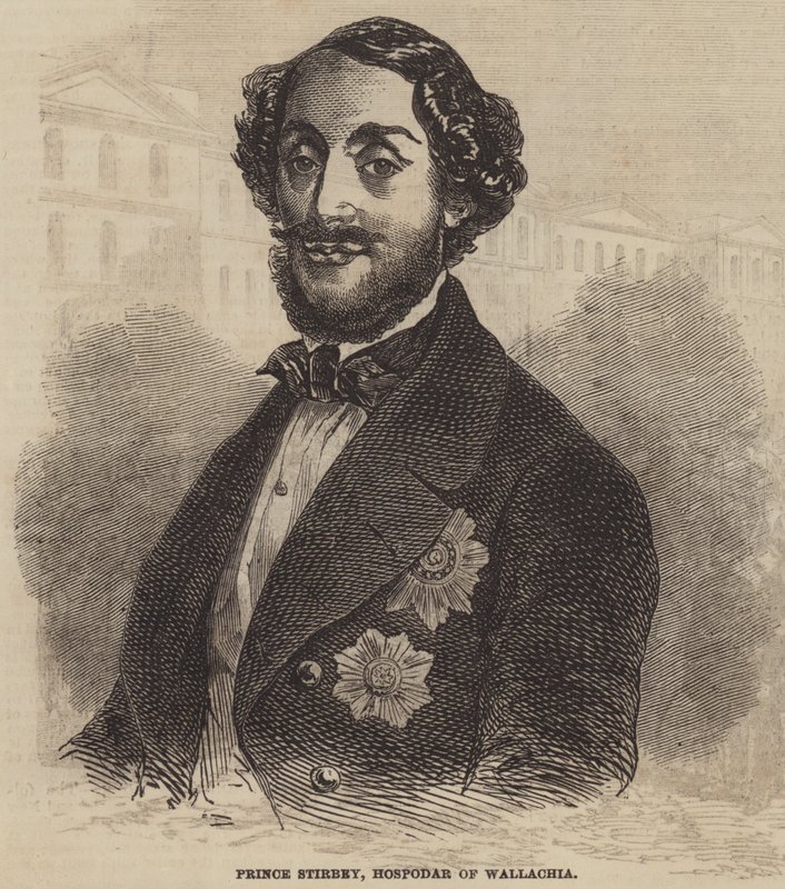 Príncipe Stirbey, Hospodar de Wallachia (gravura) de English School