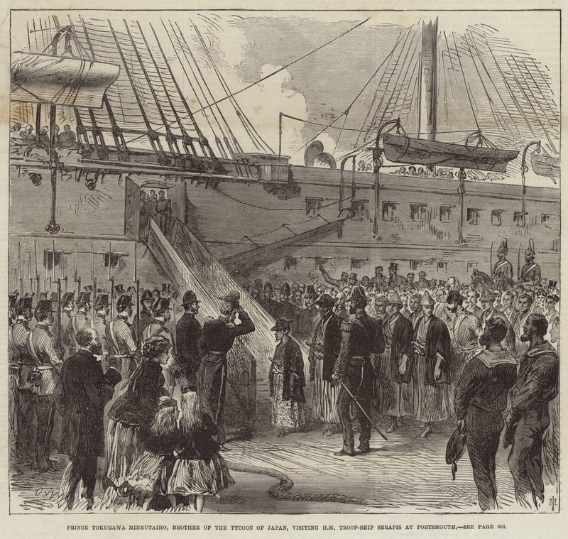Príncipe Tokugawa Minbutaiho visitando os Serapis em Portsmouth de English School
