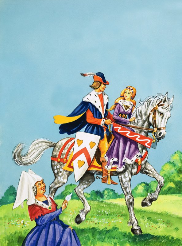 Príncipe e Princesa em um cavalo de English School