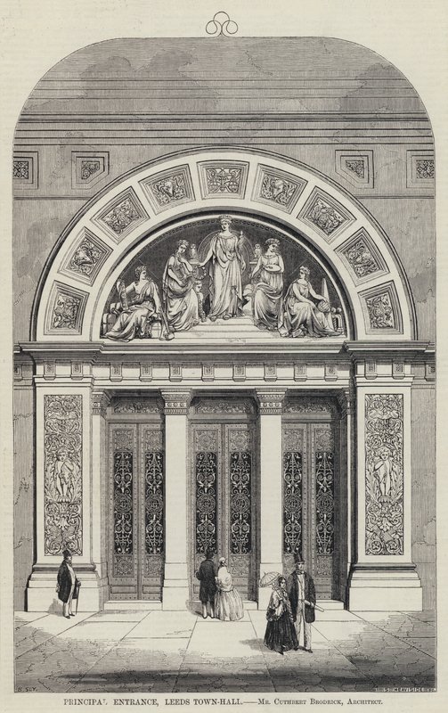 Entrada Principal, Leeds Town-Hall (gravura) de English School
