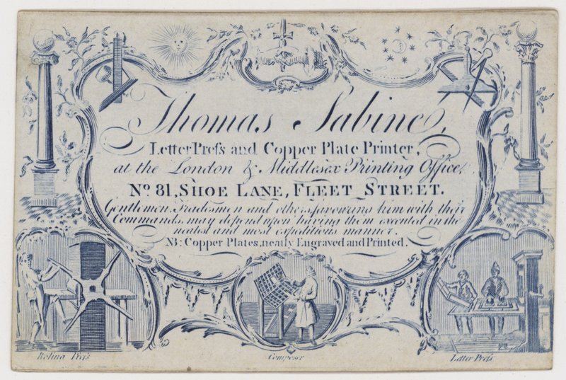 Impressora, Thomas Sabine, cartão comercial de English School