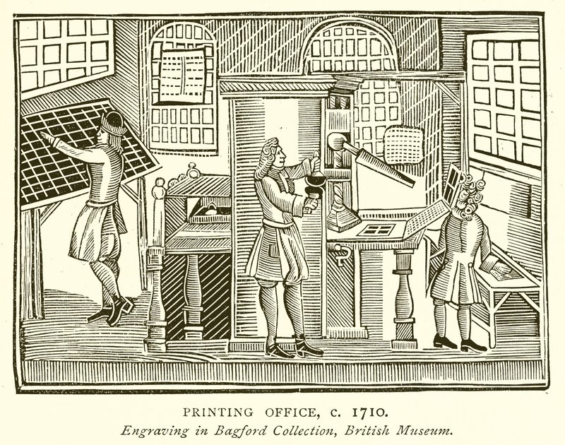 Escritório de impressão, c. 1710 de English School