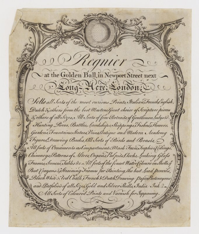 Printseller, Regnier, cartão de comércio de English School