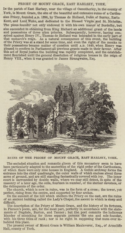 Priorado de Mount Grace, East Harlsey, York (gravura) de English School