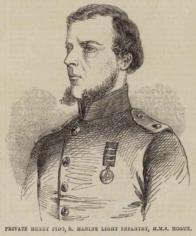Soldado Henry Fido, Royal Marine Light Infantry, HMS Hogue (gravura) de English School